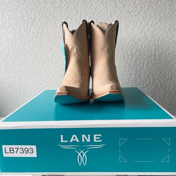 Lane EMMA JANE Womens Cowboy Bootie 8.5 Bone Suede Western Cowgirl Ankle Boots - Picture 12 of 13